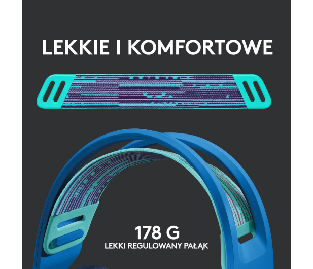 LOGITECH SG733 LIGHTSPEED Wireless RGB Headset BLUE Niebieski - 594939 - zdjęcie 7